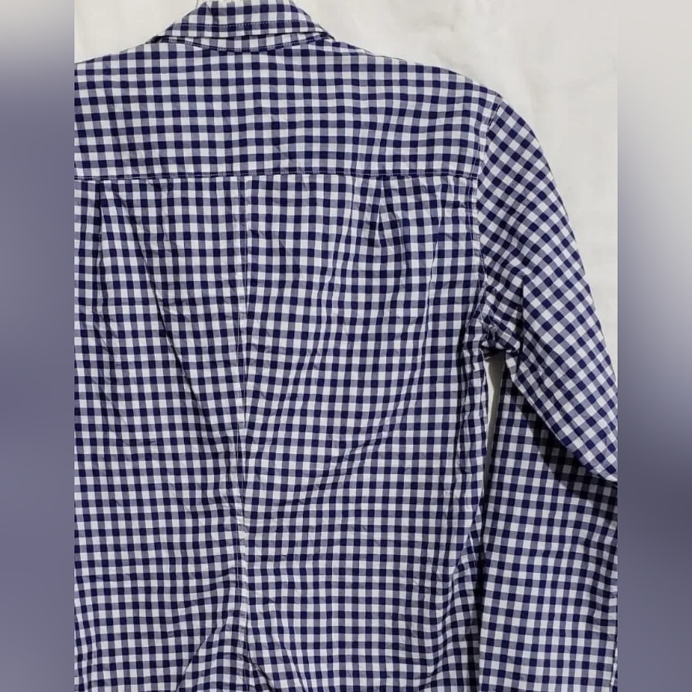 Frank & Eileen Barry Shirt Blue Gingham Tailored Size XS Italian Vintage Cotton - Picture 12 of 15